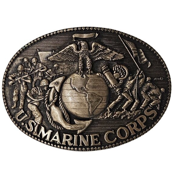 Award Design Medals Other - USMC Marine Corps Solid Brass Belt Buckle By Award Design Medals Vintage 1980s